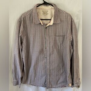 Carbon2cobalt large button up geometric red and black cotton